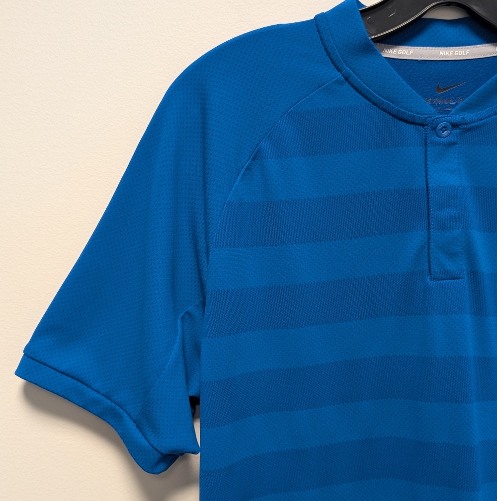 Nike Zonal Cooling Polo Men's M Stripe Blue Nebula Golf Vacation Resort - Picture 6 of 13